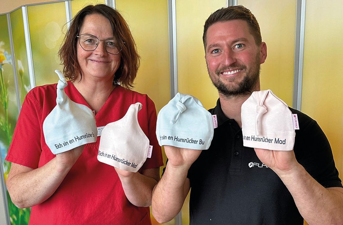 Heidi Märker, Stationsleitung an der Hunsrück Klinik und Christopher Stütz, Werkleiter bei Flamro.