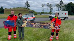 Banner und Schilder hatten die Kolleginnen und Kollegen erstellt, um die Piloten willkommen zu heißen.