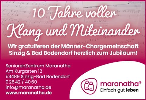 10 Jahre Männer-Chorgemeinschaft Sinzig 