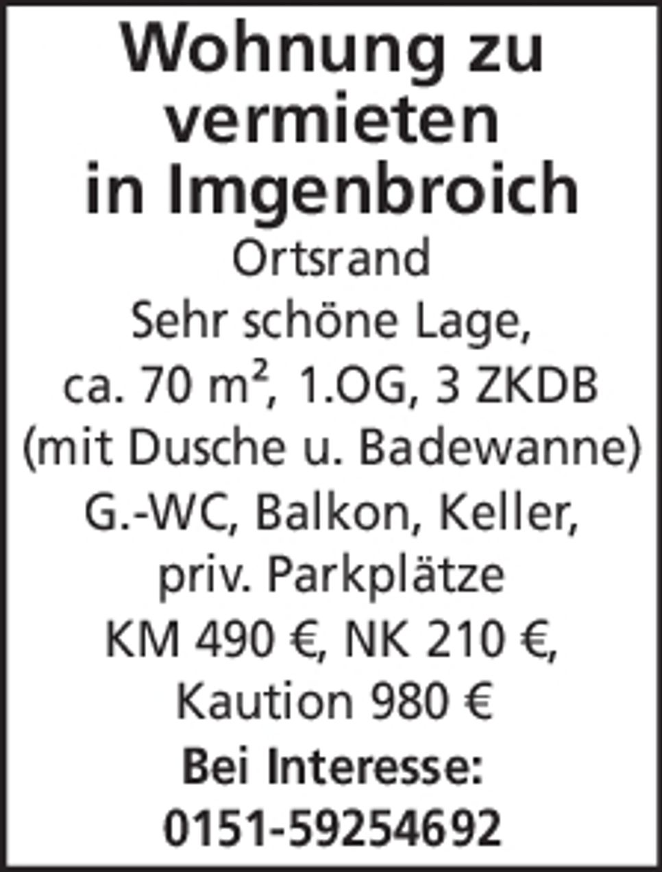Wohnung in Imgenbroich