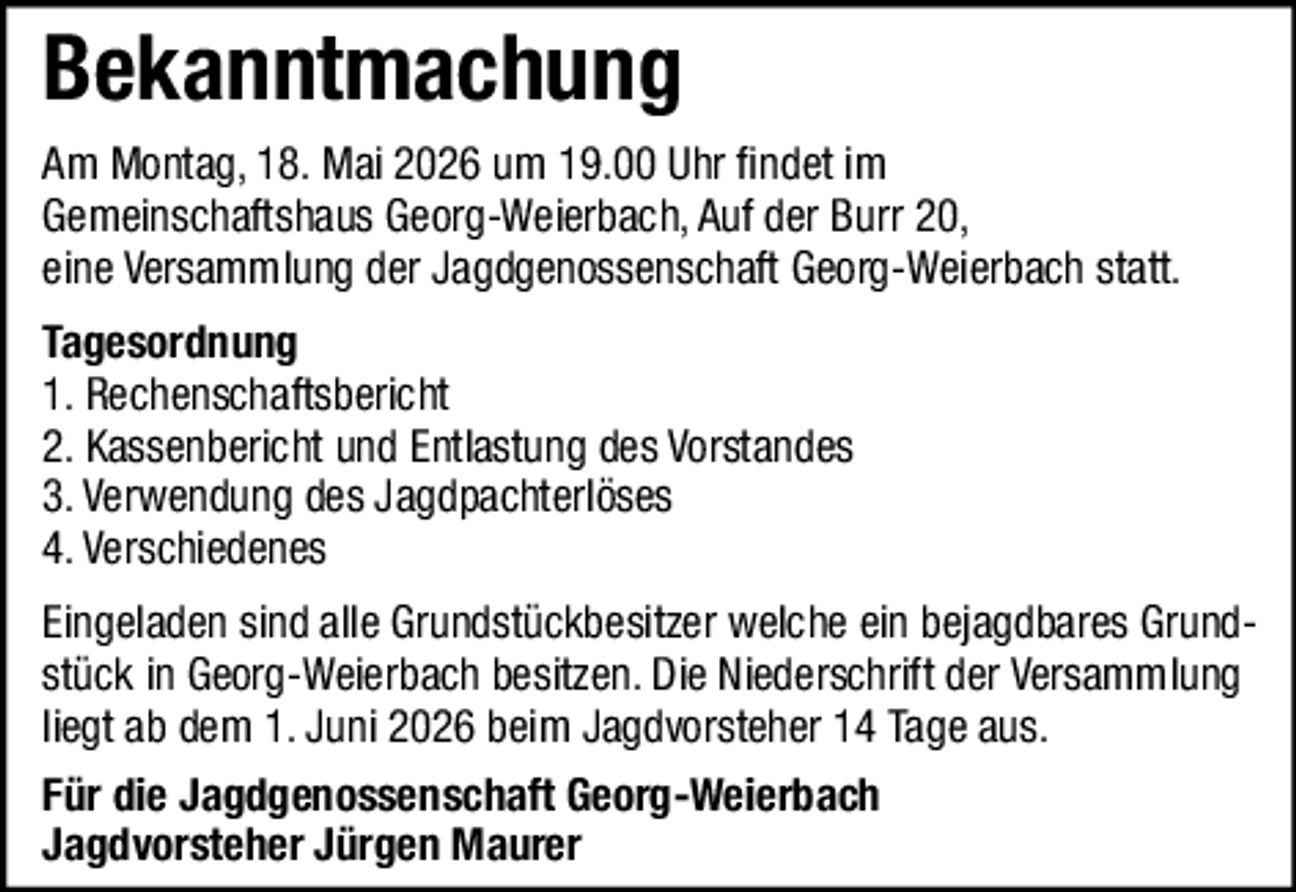 Bekanntmachung