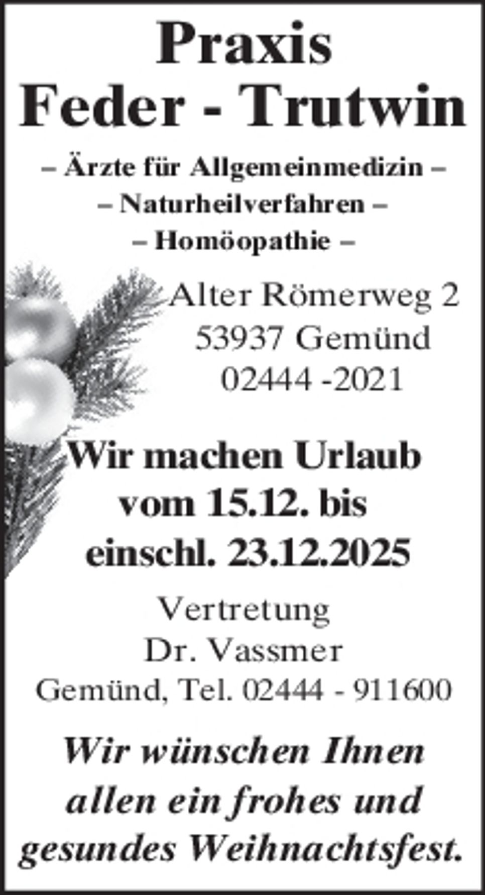 Weihnachtsurlaub