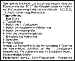 Einladung Mitgliederversammlung