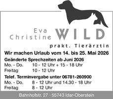 Urlaub/Öffnungszeiten