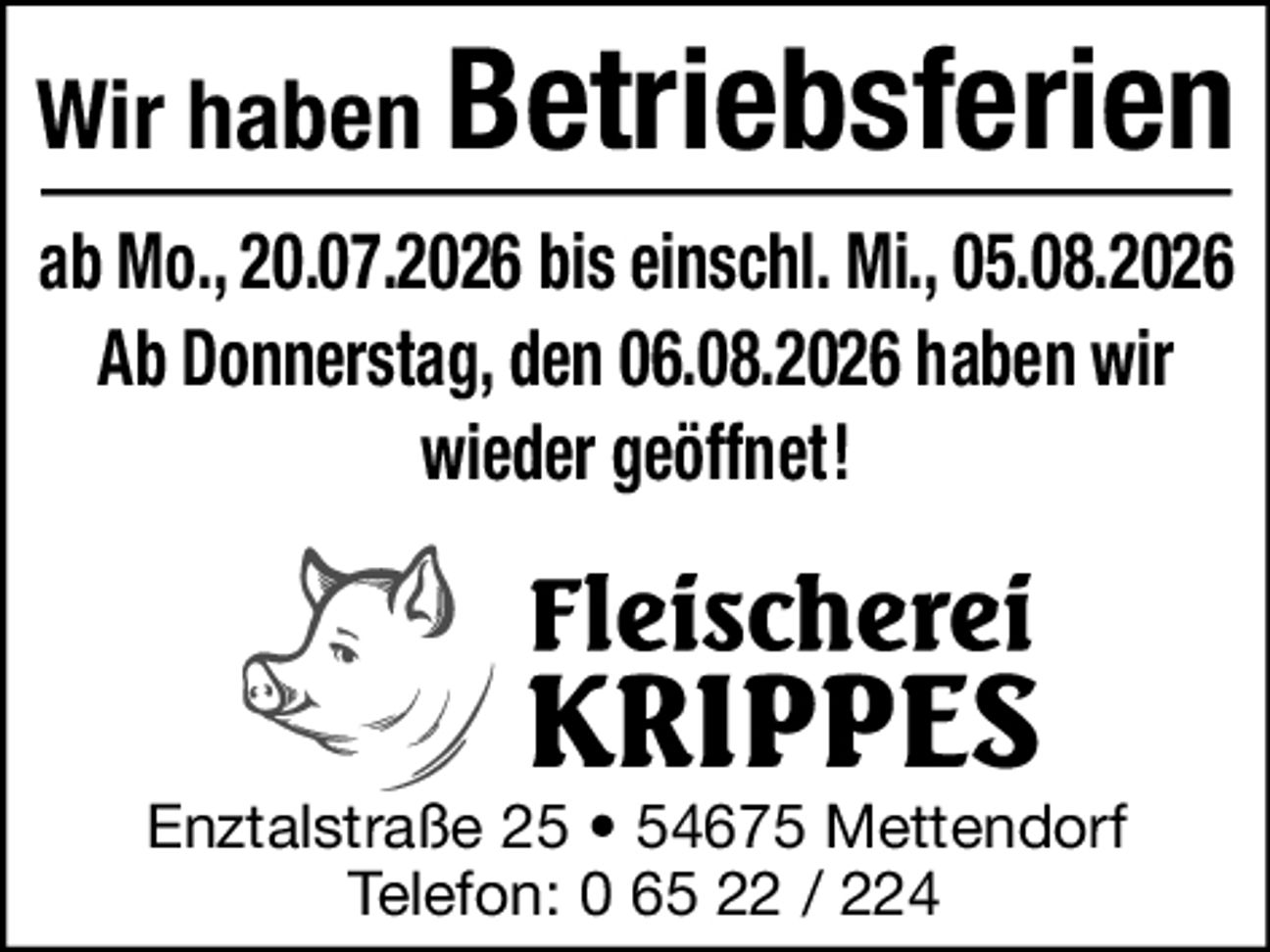 Betriebsferien