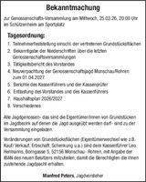 Bekanntmachung Versammlung 25.03.26