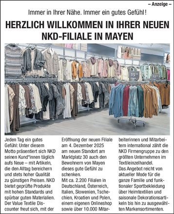 PR - Text NKD 5702 Mayen Neueröffnung