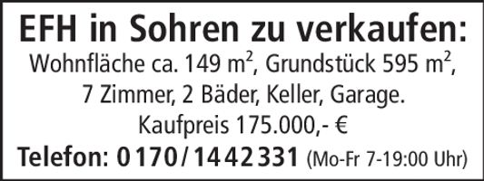 EFH in Sohren zu verkaufen
