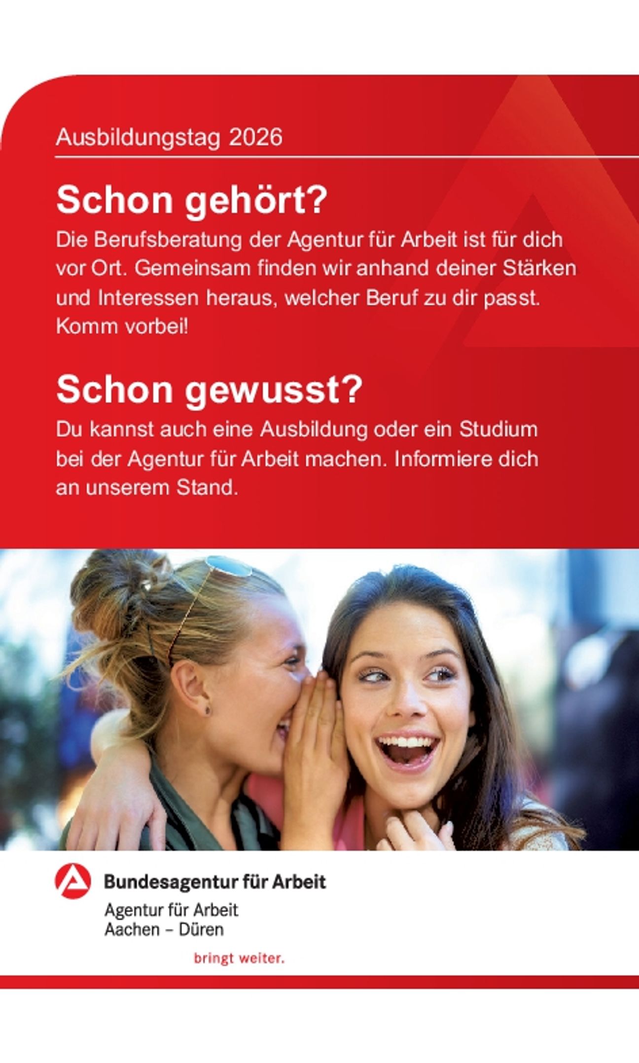 Flyer zum Ausbildungstag 2026 Monschau