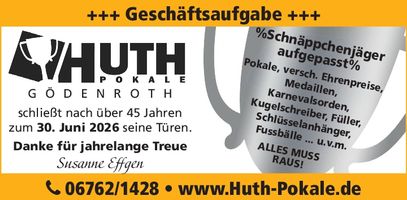 Wir schließen !