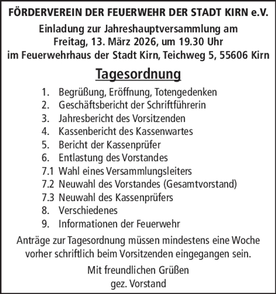 Förderverein/ Jahreshauptversammlung