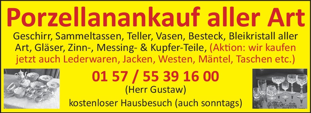 Porzellanankauf aller Art