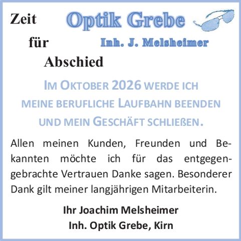 Zeit für Abschied - Geschäftsaufgabe