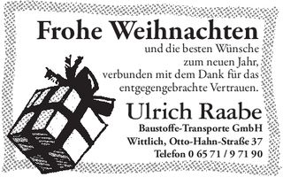 HK Weihnachtsgrüße / Wittlich
