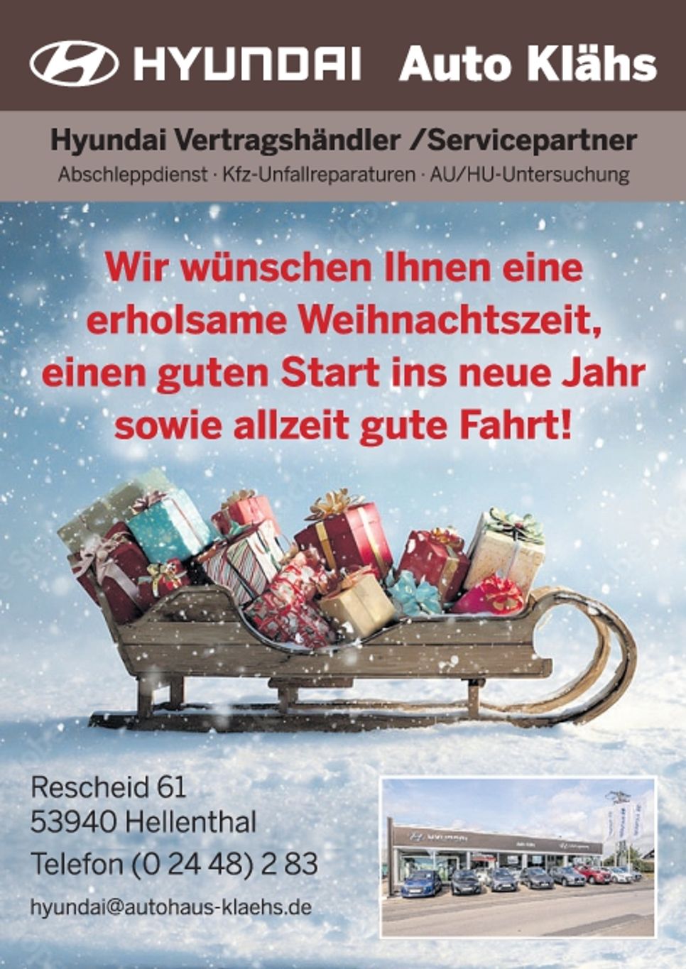 Weihnachtsanzeige