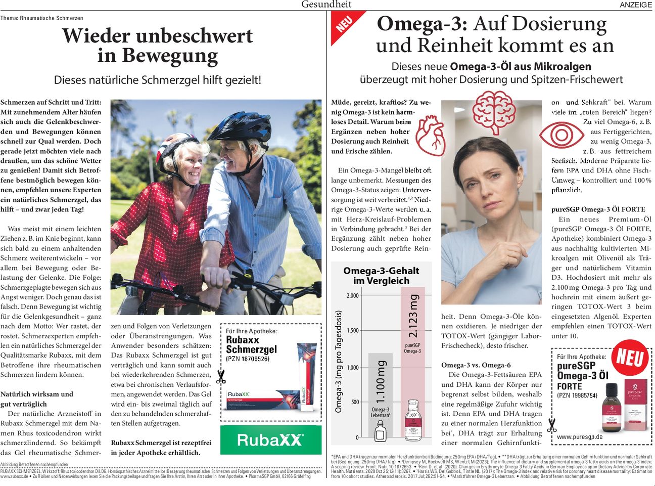 PureSGP Omega-3 Öl Forte, Rubaxx Schmerz