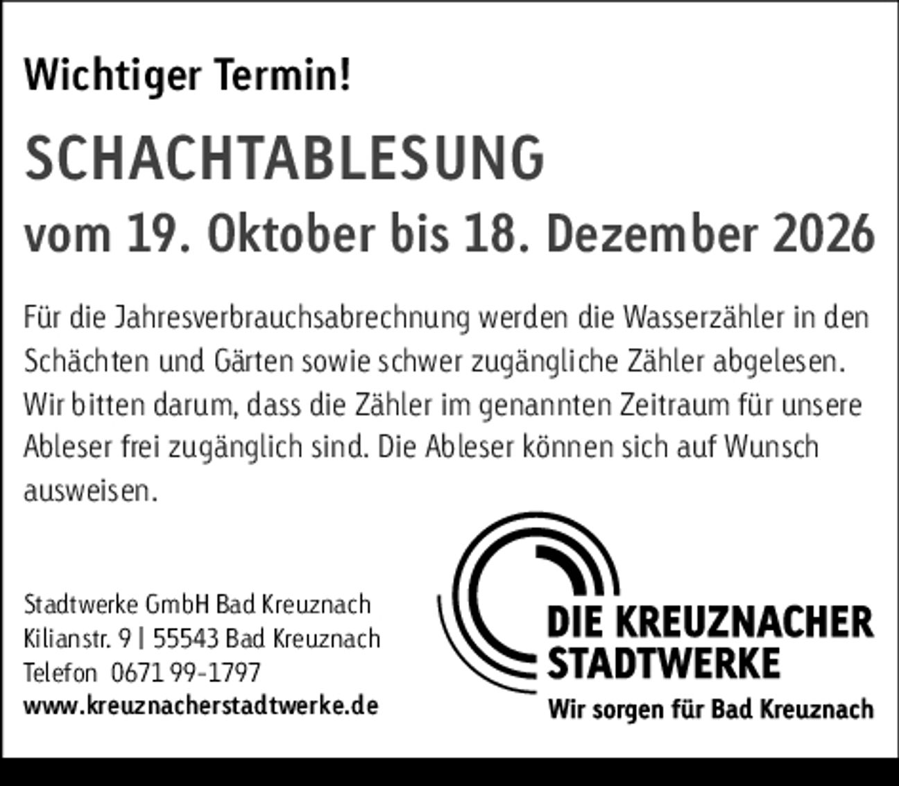 Schachtablesung 2026