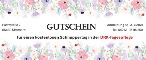 Gutschein Probetag Tagespflege