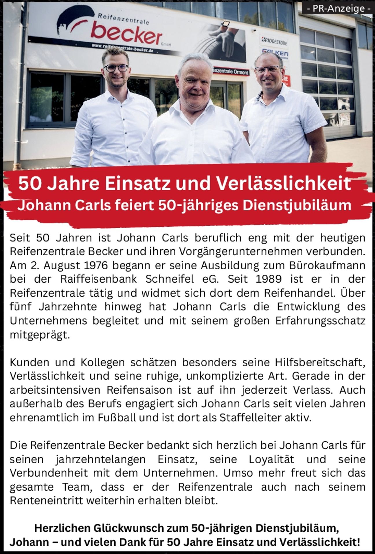 Dienstjubiläum Johann Carls 