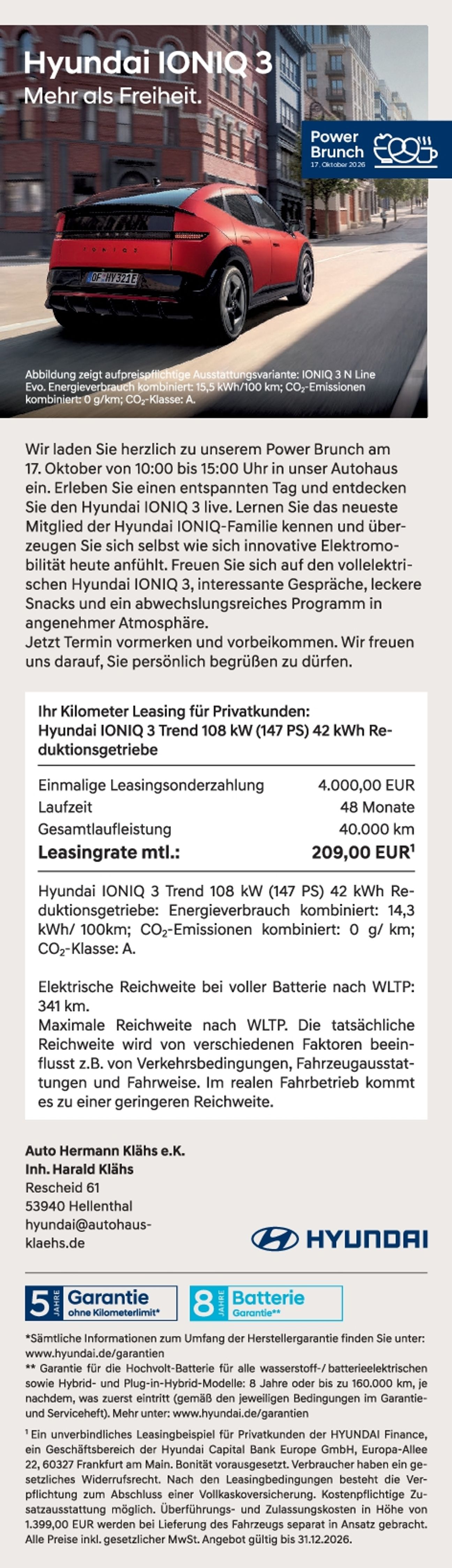 Hyundai IONIQ 3 Power Brunch