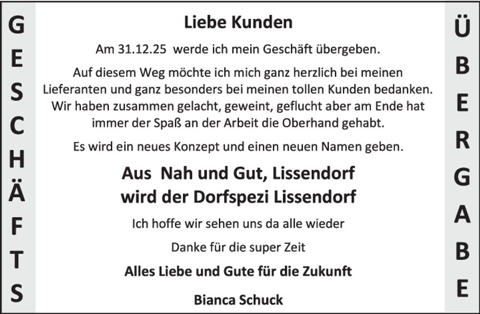 Geschäftsübergabe