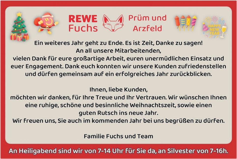 Weihnachtsgrüße Rewe Fuchs 