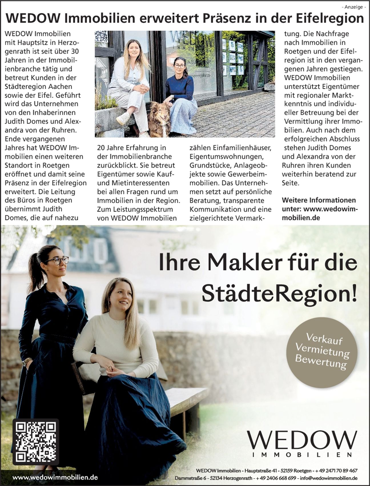 PR-Anzeige Büro Roetgen