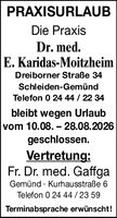 Praxis Urlaub