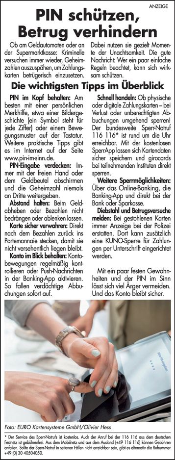 PIN schützen, Betrug verhindern