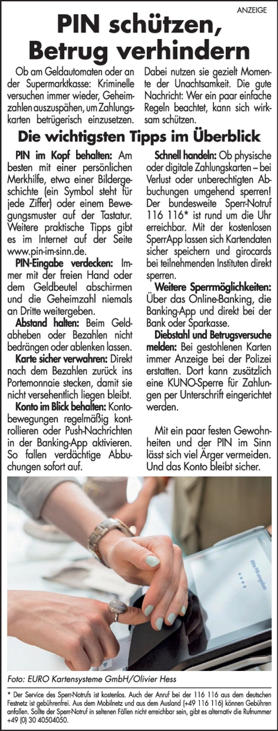 PIN schützen, Betrug verhindern