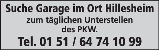 Suche Garage in Hillesheim