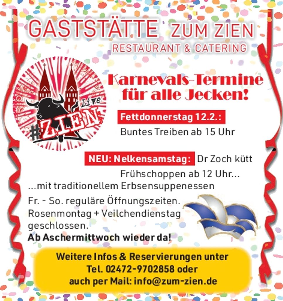 Karnevalstermine für alle Jecken...