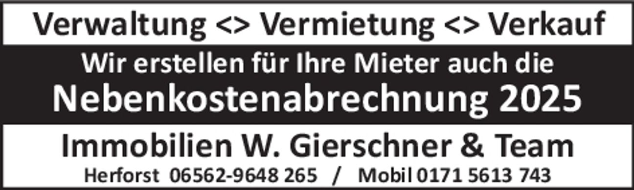 Wir erstellen für Ihre Mieter auch die 