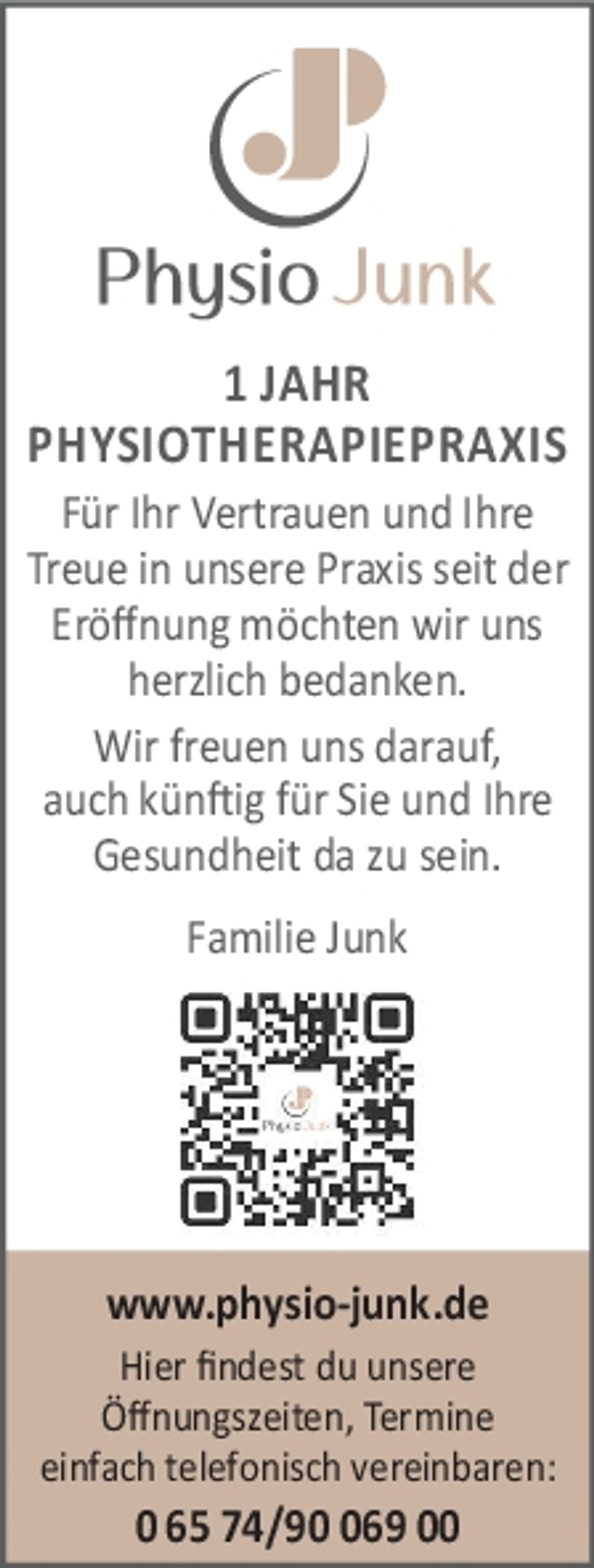 Ein Jahr Physiotherapiepraxis Junk