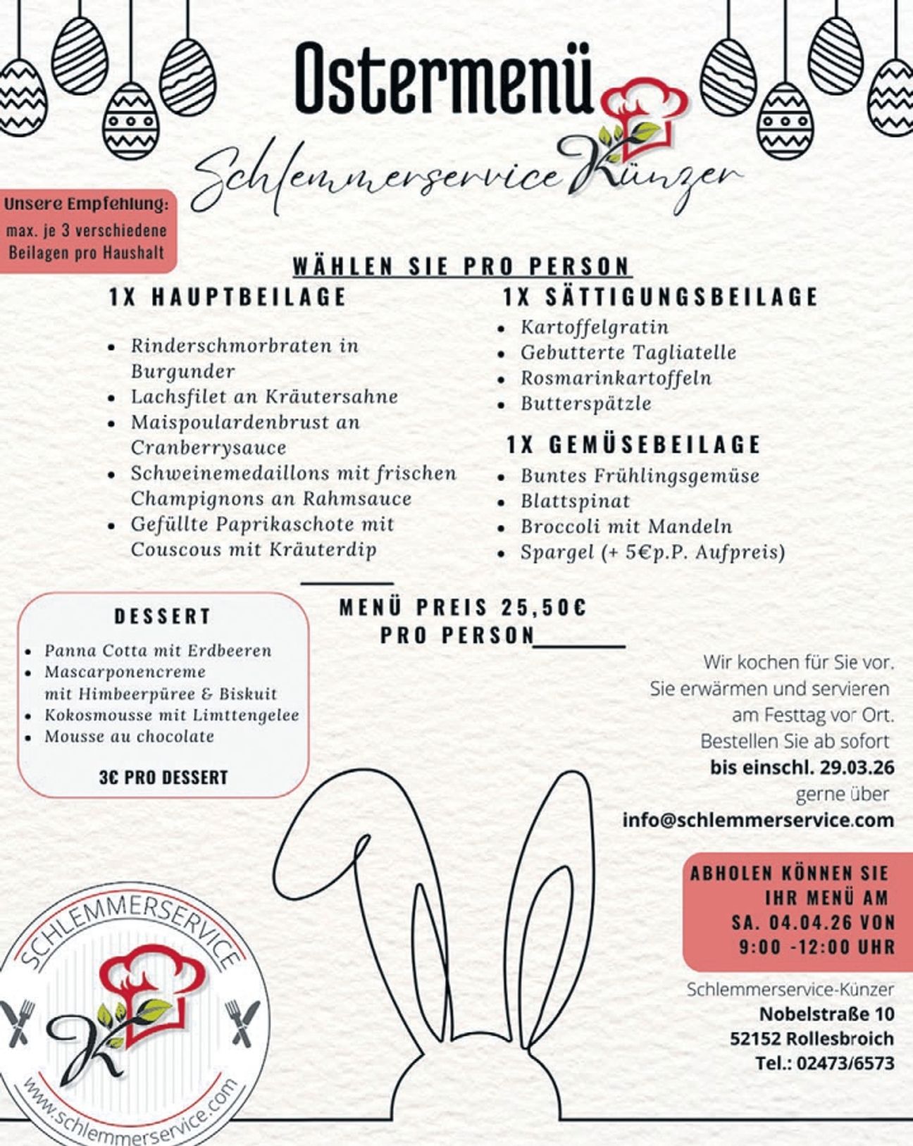 Ostermenü Schlemmerservice 