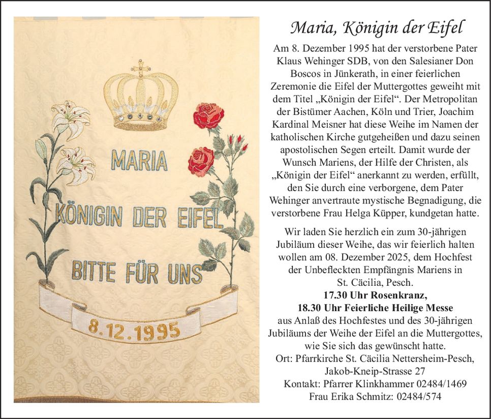 Maria, Königin der Eifel - Heilige Messe