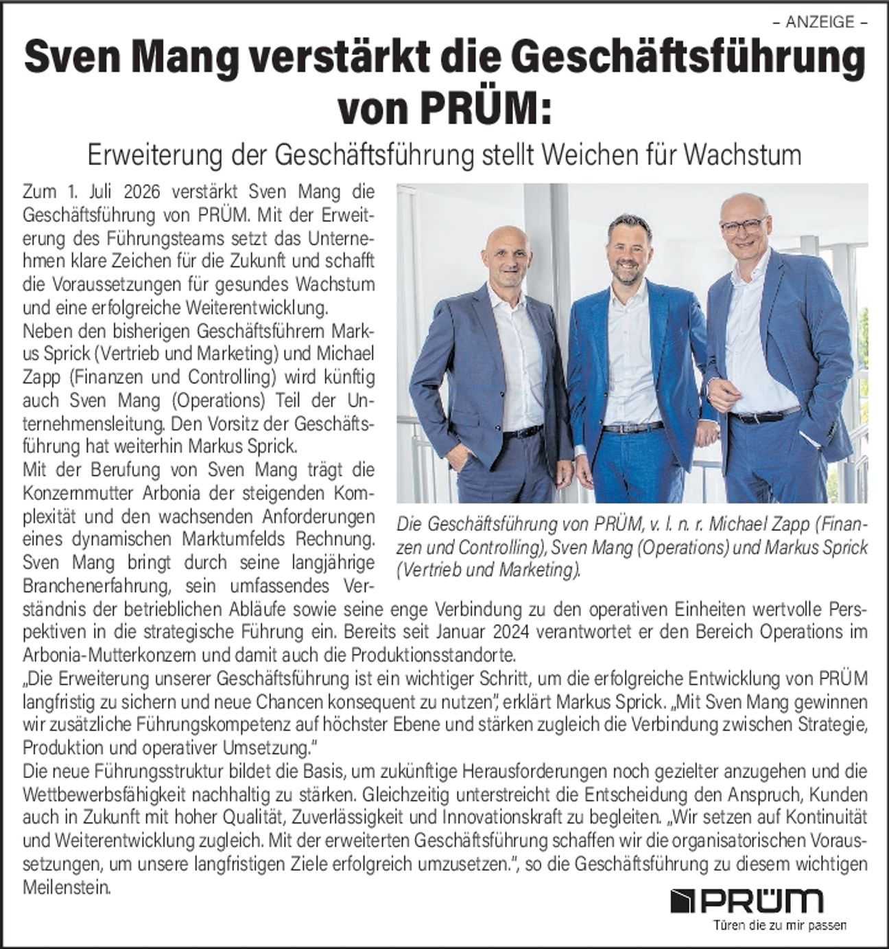 Neue Geschäftsführung 
