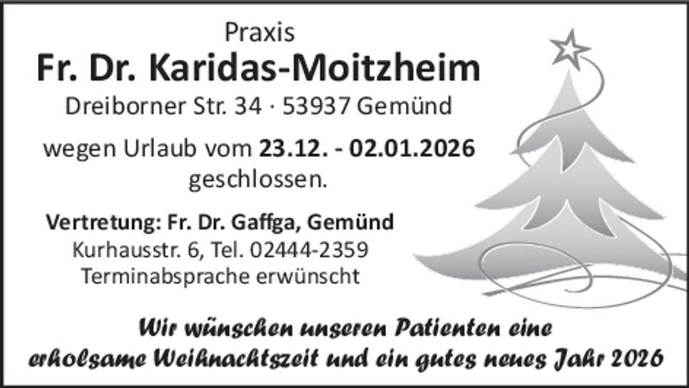 Urlaub / Weihnachtsgrüße