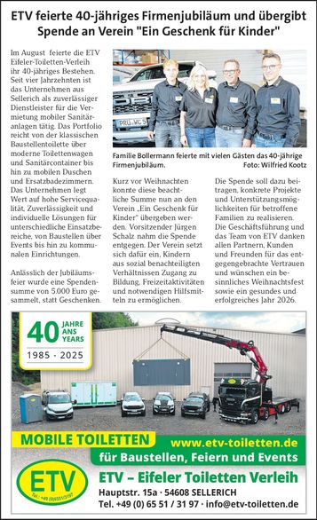 40-jähriges Jubiläum-Spendenübergabe