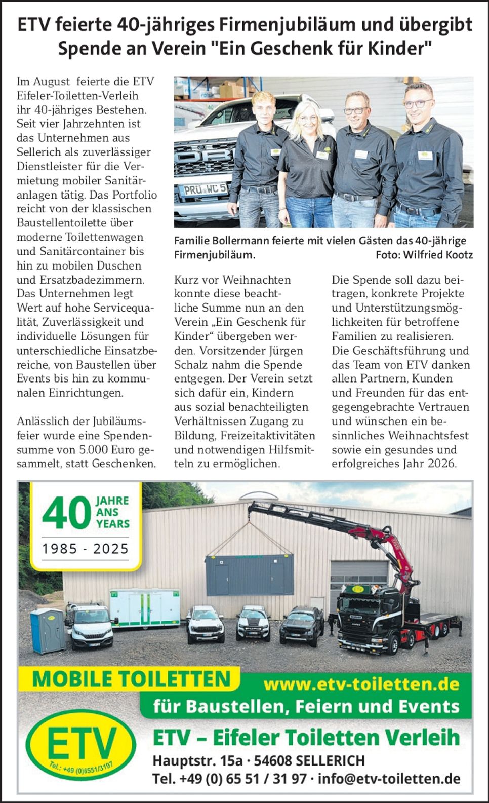 40-jähriges Jubiläum-Spendenübergabe