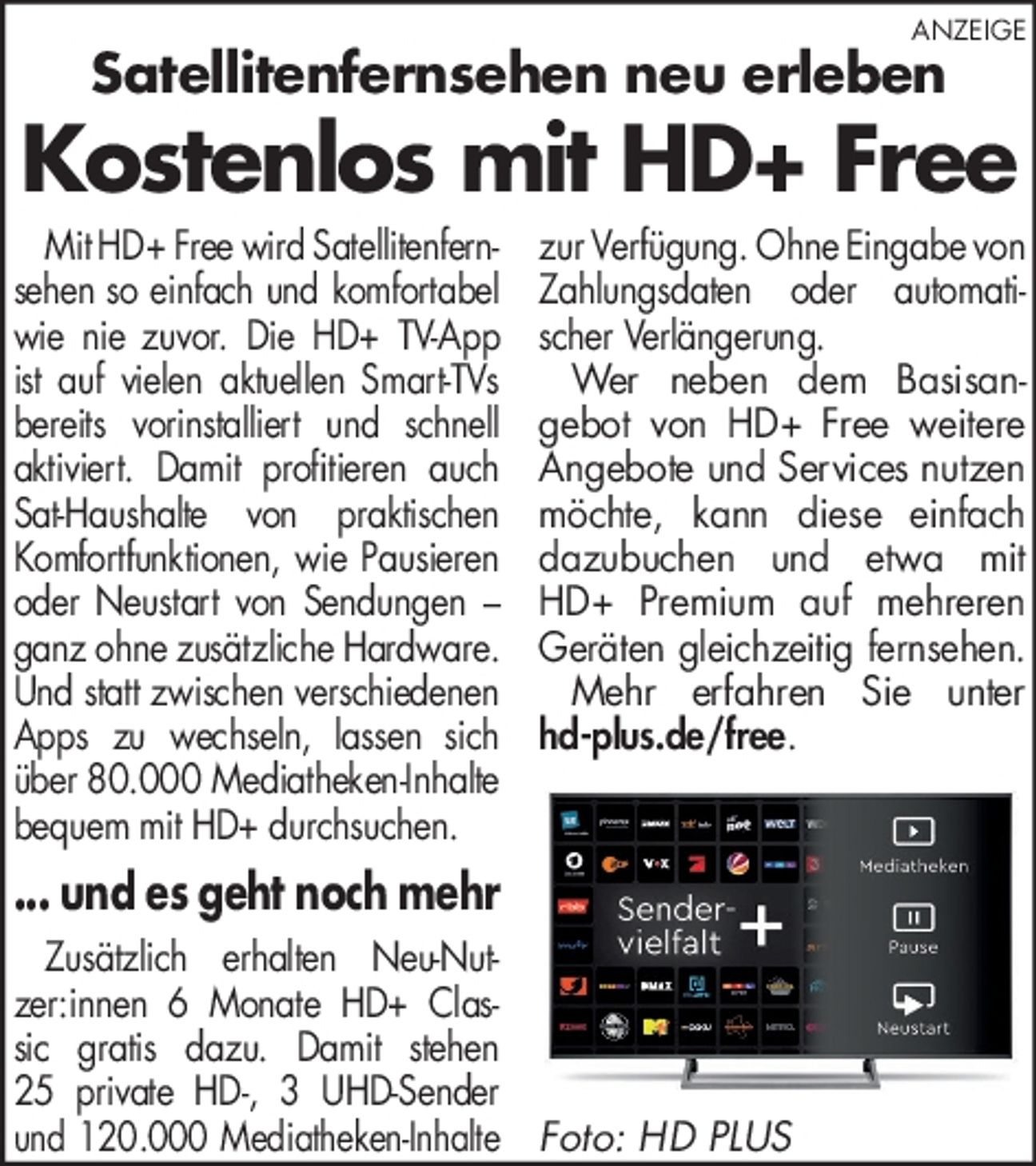 Kostenlos mit HD+