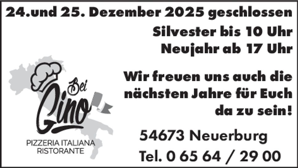 24./25. Dezember geschlossen 