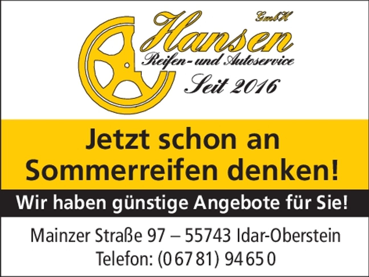 Reifenwechsel - Sommerreifen