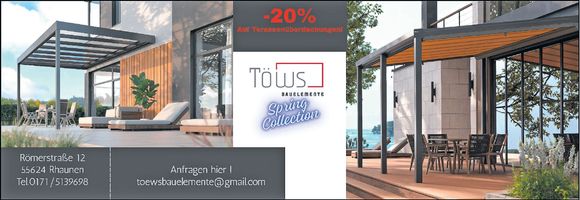 20% Aktion auf Terrassenüberdachungen