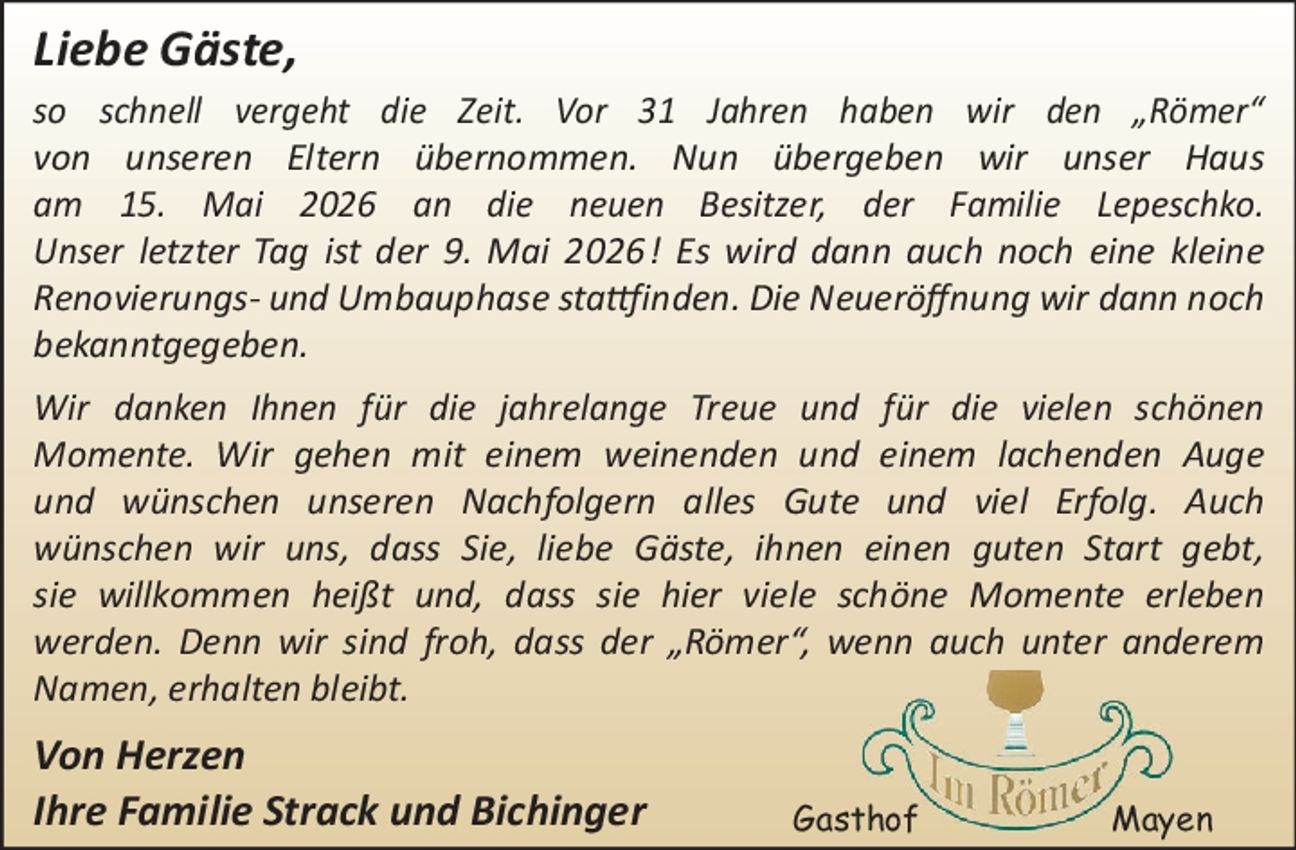 Liebe Gäste....