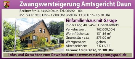 Zwangsversteigerung August 2026