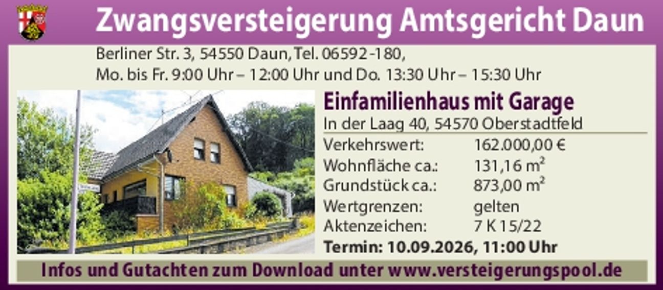 Zwangsversteigerung August 2026