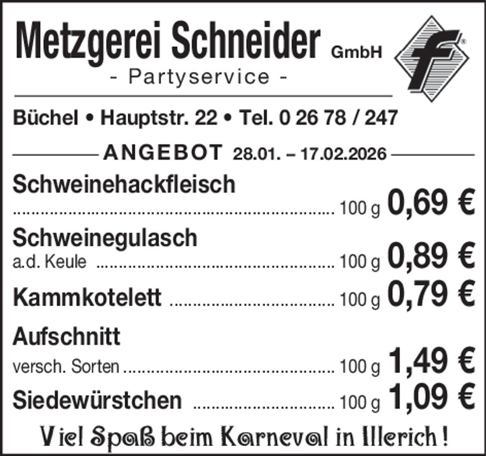 Sonder-Angebote/ Karneval Illerich