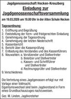 Einladung JHV Jagdgenossen