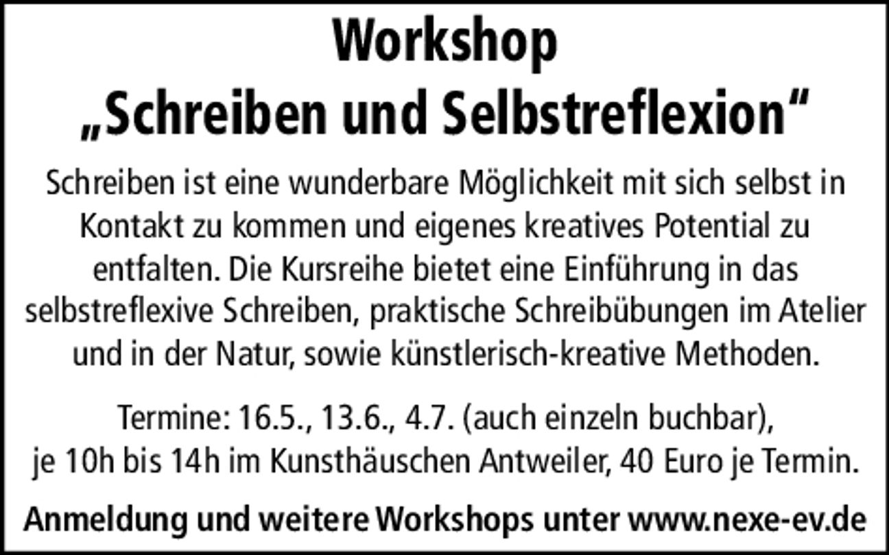 Workshop „Schreiben und Selbstreflexion"
